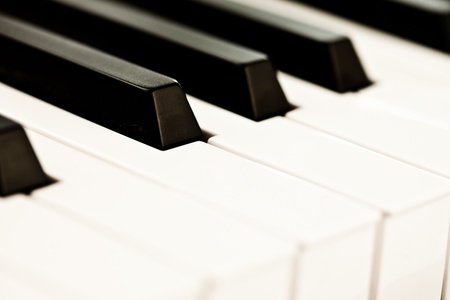 Close up of black and white keyboard of a piano