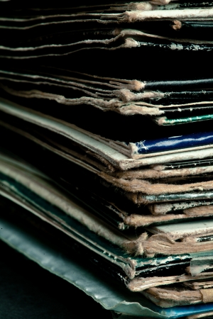 Corner of old vinylsの写真素材