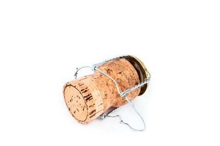 Cork and iron wire against a white backgroundの写真素材
