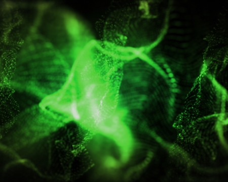 Background of indefinite shapes of green lightsの写真素材