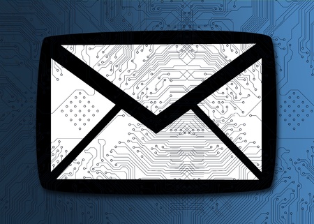 Envelope graphic on blue digital background