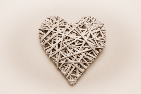 Wicker heart ornamentの写真素材