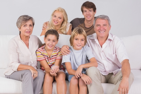 Family Portrait in sitting roomの写真素材