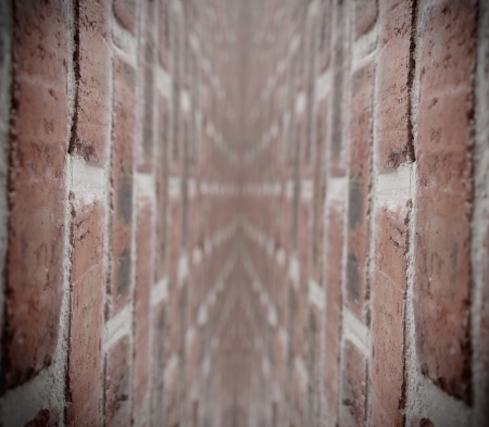 Corridor with bricks wall texture