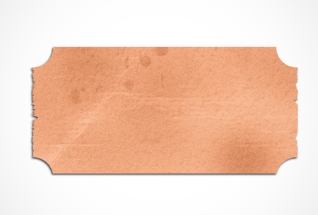 Stained orange paper label on white backgroundの写真素材