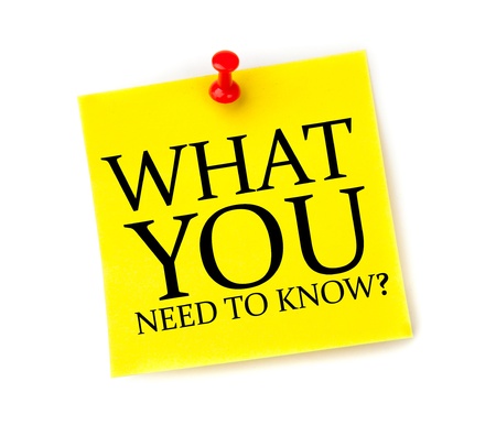 Post it with What you need to know written on it on white background