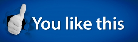 Social network logo presenting thumb up besides you like thisの写真素材