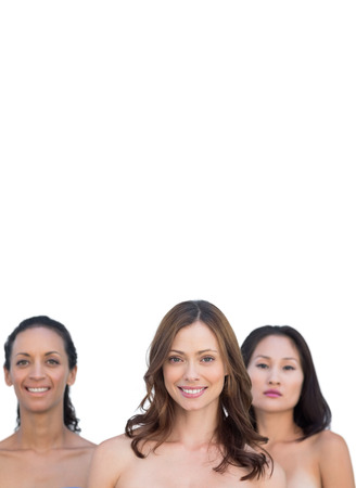 Natural beautiful  women posing on white backgroundの写真素材