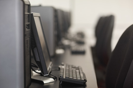 Empty computer room in a collegeの写真素材