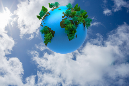 Digitally generated earth floating in airの写真素材