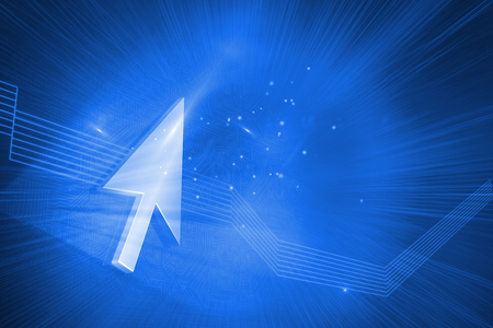 Shiny arrow on blue backgroundの写真素材