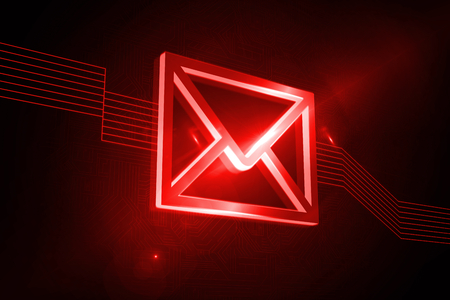Shiny red envelope on black backgroundの写真素材
