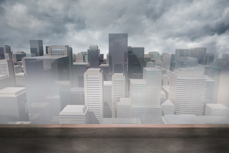 Cityscape in the fogの写真素材