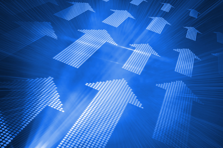 Digitally generated futuristic shiny arrowの写真素材