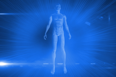 Digitally generated futuristic shiny 3D body