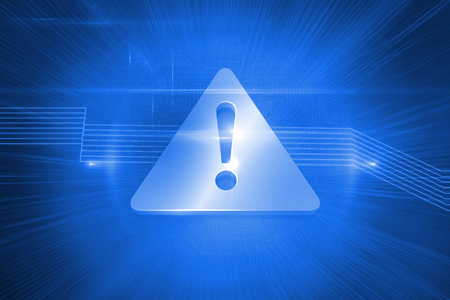 Shiny attention icon on blue backgroundの写真素材