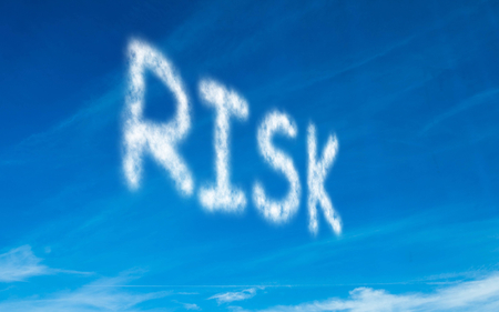 Risk written in white in skyの写真素材