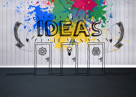 Colourful idea graphic in empty roomの写真素材