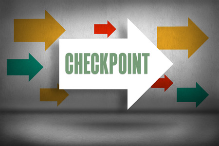 The word checkpoint against arrows pointingの写真素材