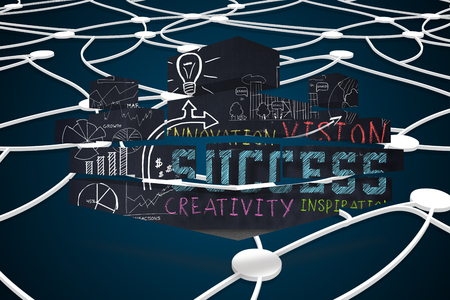 Success brainstorm on abstract screen against shiny lines on black backgroundの写真素材