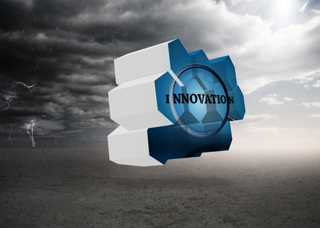 Innovate on abstract screen against stormy ominous landscapeの写真素材