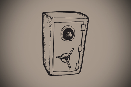 Large safe doodle against grey background with vignetteの写真素材