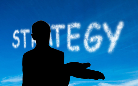 Composite image of strategy written in white in skyの写真素材