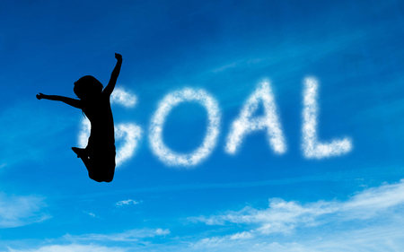 Composite image of goal written in white in skyの写真素材