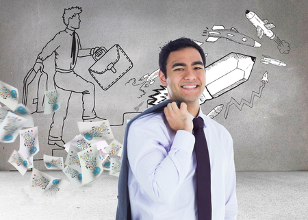 Composite image of smiling businessman standingの写真素材