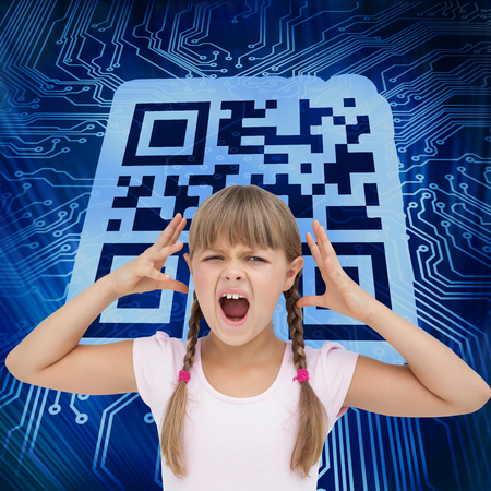 Composite image of crazy little girl on white background 