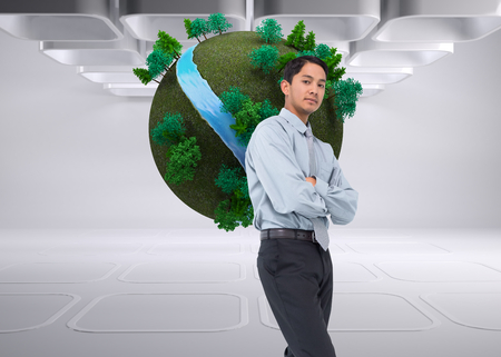 Composite image of serious asian businessman の写真素材