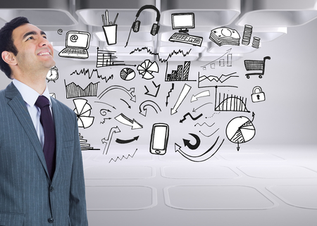 Composite image of smiling businessman standingの写真素材