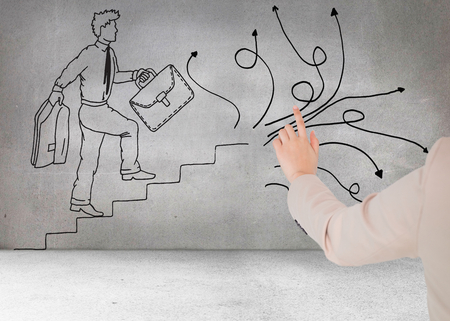 Composite image of businesswoman pointingの写真素材