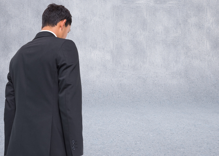 Composite image of grey wallの写真素材