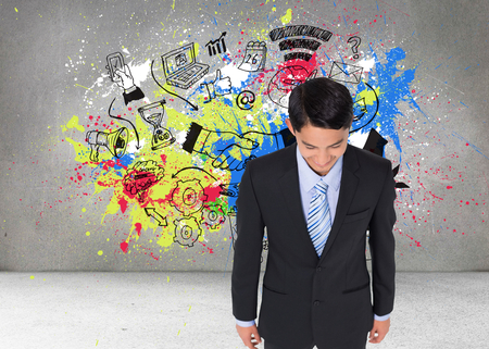 Composite image of smiling asian businessmanの写真素材