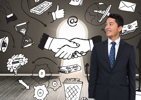 Composite image of smiling asian businessmanの写真素材