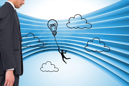 Composite image of light bulb graphic on futuristic blue backgroundの写真素材
