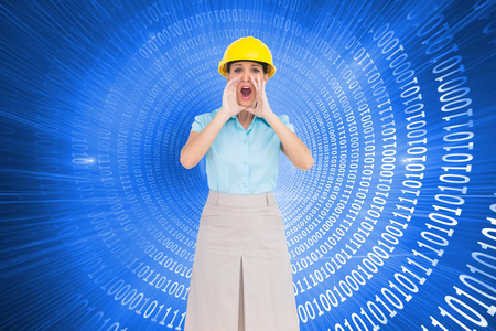 Composite image of attractive architect shouting at cameraの写真素材