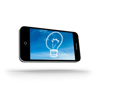 Cloud light bulb on smartphone screen の写真素材