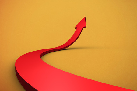 Red arrow pointing upの写真素材