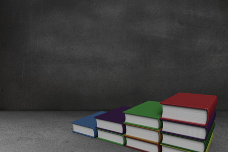 Steps made from books in grey roomの写真素材