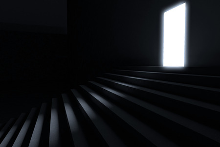 Steps leading to light in the darknessの写真素材