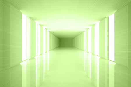 Bright green room with windowsの写真素材