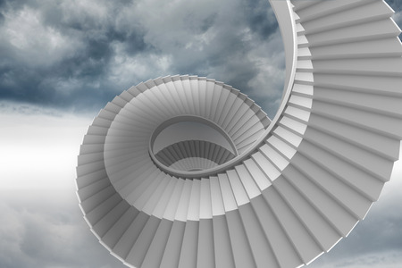 Winding staircase in the skyの写真素材