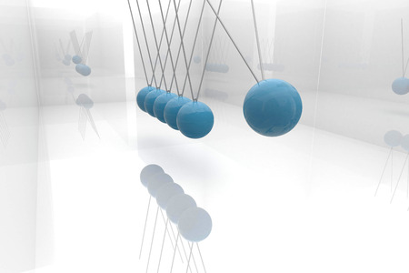 Blue newtons cradleの写真素材