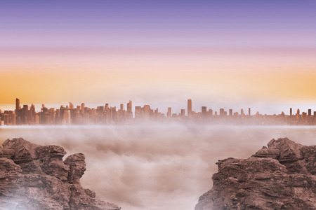 Cityscape on the horizonの写真素材