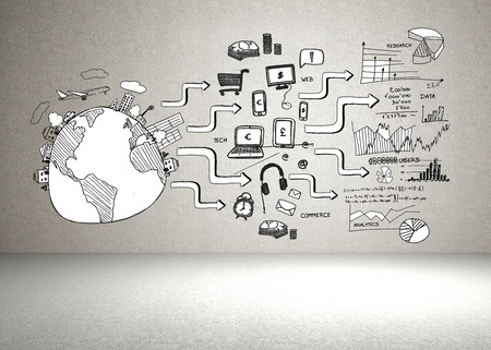 Brainstorm on the wallの写真素材