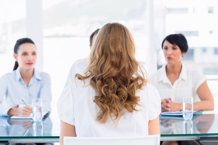 Recruiters checking the candidate during a job interview at officeの写真素材