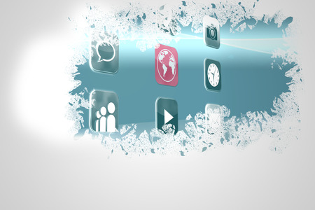 Splash on wall revealing computer applicationsの写真素材