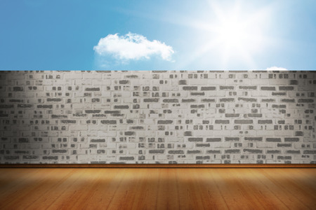 Balcony and bright skyの写真素材